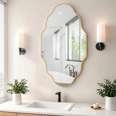 Дзеркало настінне Clevich Asymmetrisch 66x116 см, алюмінієва рама, скло HD, золотий колір