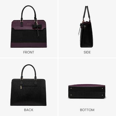 Сумка LOVEVOOK для жінок, велика, 15.6 дюймів, для ноутбука, робоча, елегантна, однотонна, шкіряна, для школи, офісу, ділових поїздок, shopper, tote bag (15.6 дюймів, фіолетово-чорна)