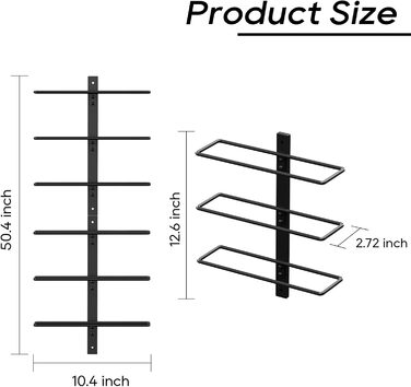 Настінна полиця для вина TJ.MOREE на 12 пляшок, дерев'яний винний стелаж для кухні, бару або їдальні, комплект 4 шт. чорного кольору