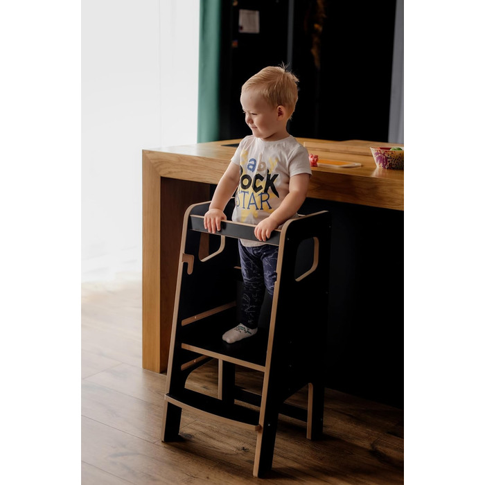 Стілець-сходинка Монтессорі для дітей з перекладинами – білий кухонний помічник, безпечний та надійний, з фіксатором, регульована висота, улюблець батьків, сучасний та стійкий Model 4 - Білий (Model 3 - Чорний)