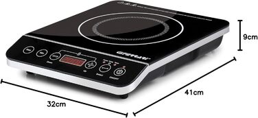 Індивідуальна індукційна плитка Ferrari Energy G10061, 2000W, цифровий дисплей, регулювання температури, легка чистка, велика поверхня приготування, таймер, Soft-Touch панель керування