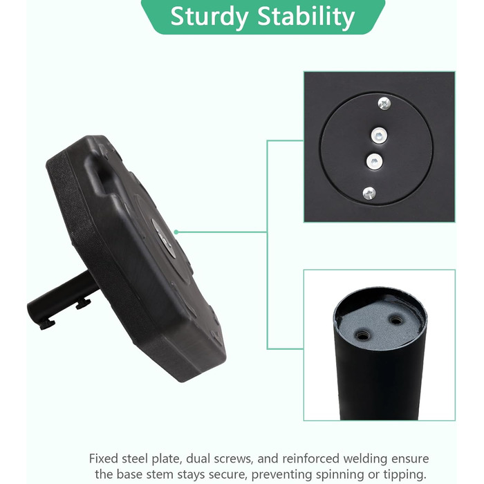 Обтяжувач для парасольки Helios&Hestia Robuster, 50,8 кг, чорний, пластиковий, для вулиці, тераси, ринку