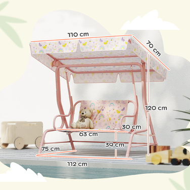 Дитяча гойдалка-качель 'Голлівуд', сталевий каркас, на 2 місця, вантажопідйомність 60 кг, рожева