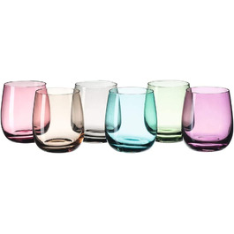 Леонардо Сора склянки для пиття набір з 6 шт. , набір різнокольорових склянок, склянки для соку, які можна мити в посудомийній машині, склянки для води, склянки для пиття в 6 F