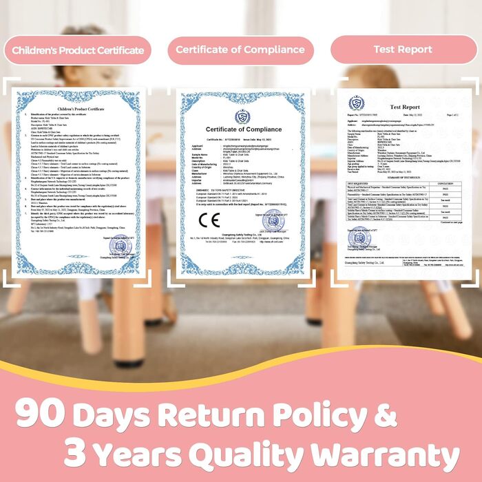 Дитячий стіл та стільці FUNLIO, регульовані по висоті, для дітей 3-8 років, рожеві, 3 шт. - 59.7 см x 59.7 см