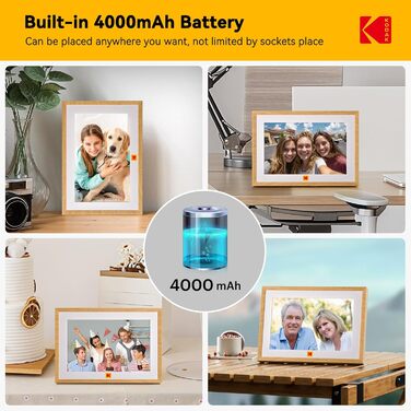 Цифровий фоторамка Kodak WiFi 10.1 дюйм з Wi-Fi, 32GB, сенсорний екран, акумулятор, дерево