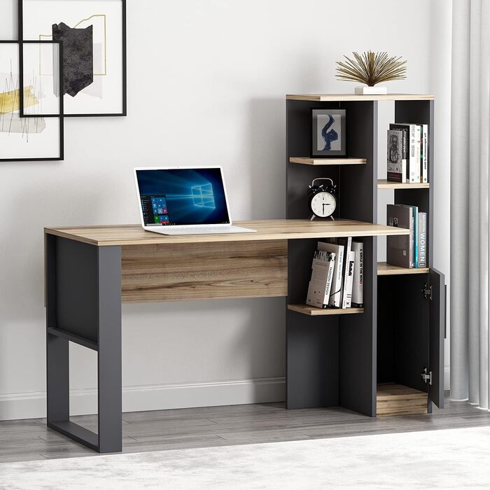Письмовий стіл HOMIDEA TODY - домашній офіс/дитяча кімната - місце для зберігання - сучасний дизайн (Антрахіт/Бріарсмоук)