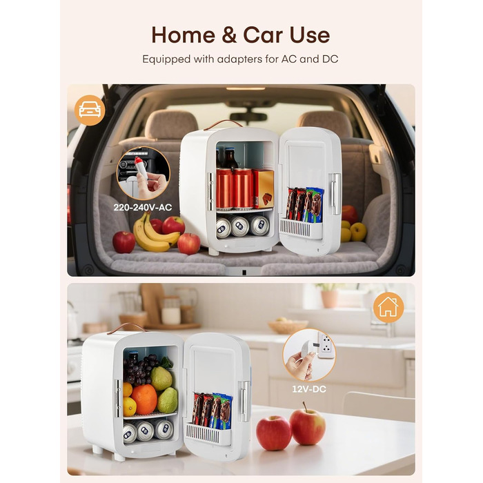 Міні холодильник FOHERE 10 л (12 банок), білий: для косметики, напоїв, авто, офісу