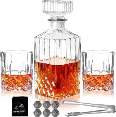 Набір для віскі: декантир, 6 склянок, охолоджуючі камені, кліп. Без свинцю. Преміум якість. Ідеальний подарунок для чоловіків