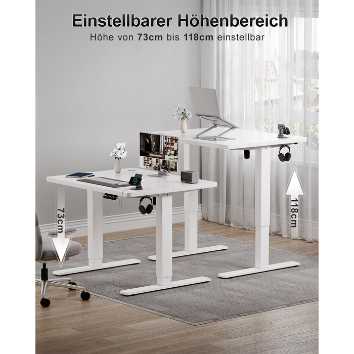 Дитячий електричний стіл Airfish, 80x60 см, регулювання висоти, пам'ять, для дому/офісу, білий