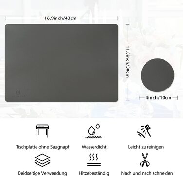Набір килимків на стіл HELI MIAO, 4 шт., 43x30 см, водонепроникні, термостійкі, імітація шкіри, двоколірні, для дітей