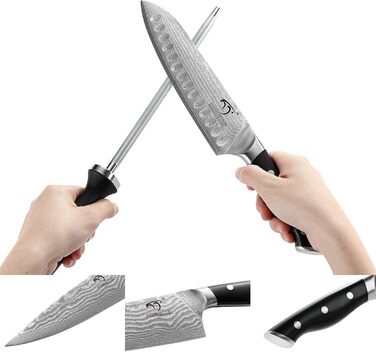 Набір кухонних ножів Дамаск з дерев'яним блоком, професійний набір ножів для кухні, VG10 сталь, 67 шарів, 9 шт.