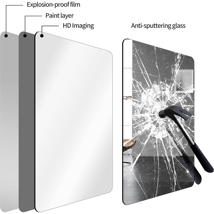 Дзеркало для ванної кімнати на стіну з круглим кутом та коричневим металевим каркасом, 76.2 x 50.8 см, бронза, для ванної, передпокою, вітальні, спальні