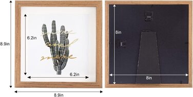 Рамка для фотографій квадратна дерев'яна 20x20 см з 2 упаковок тіньова рамка для фотографій виготовлена з масиву дерева і справжнього скла глибиною 1,5 см (темне дерево, 20,3 x 20,3 см), 3D