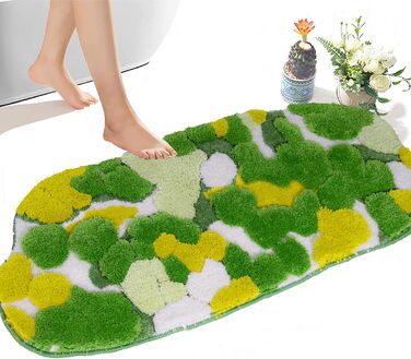 Килимок для ванної кімнати з м'яким зеленим мохом, 152 x 61 см, Boho стиль, антиковзаюча, швидковисихаюча, для ванної, кухні, спальні, умивальника