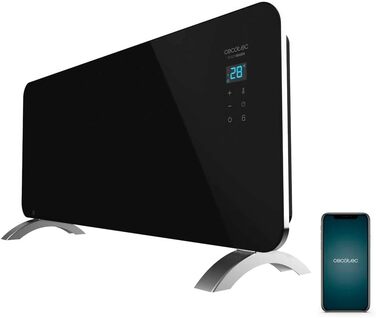 Конвектор електричний Cecotec Ready Warm 6770 Crystal Connection, 2000 Вт, WiFi, термостат, таймер, для ванної кімнати (IP24), чорний