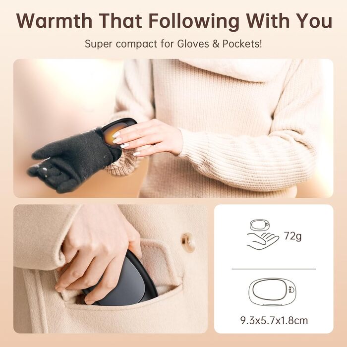 Jonwall Електричні грілки для рук, перезаряджувані, 2 шт. у наборі, USB, портативні, 3 рівні нагріву, для кемпінгу, полювання, гольфу, подарунок для жінок та чоловіків (сірі)