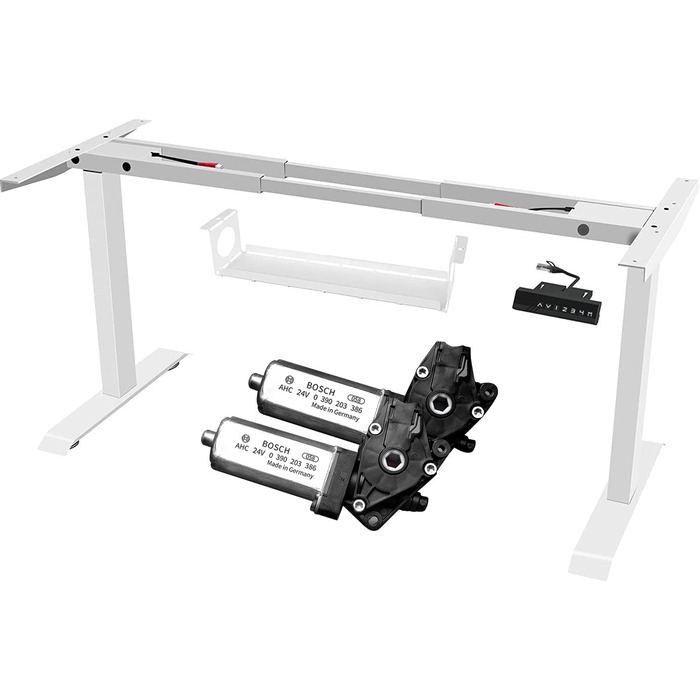 Електричний стіл FANZWORK з 2 Bosch моторами, вантажопідйомність 100 кг, регулювання висоти, функція пам'яті, USB-C, кабель-менеджмент, білий