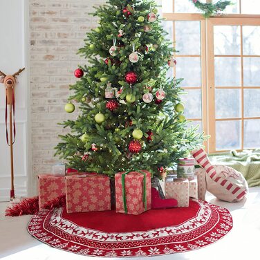 Спідниця для різдвяної ялинки Weldomcor, 122 см, в'язане ковдру для різдвяної ялинки, кругле ковдру з сніжинок лося, великий килимок для різдвяної ялинки
