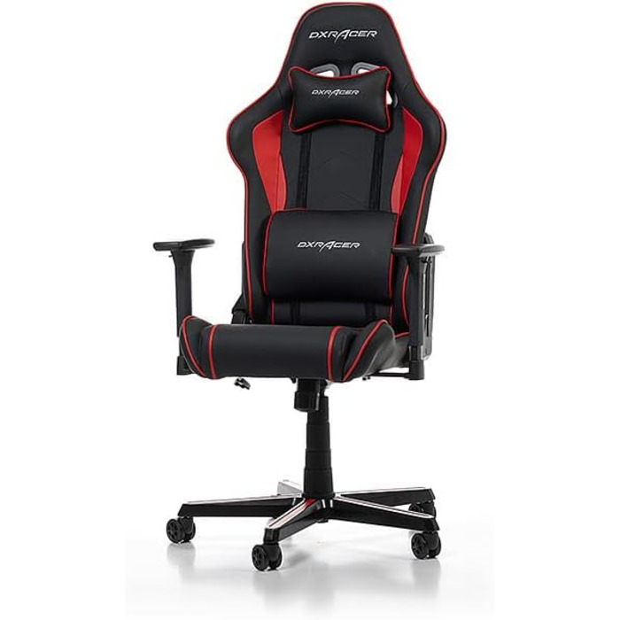 Геймерське крісло DXRacer Prince P08, шкірозамінник, чорне-червоне, для людей зростом до 185 см