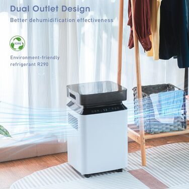 Електричний осушувач повітря Kalopsia: 50 л/день для підвалу та квартири - резервуар 8 л, 120 м², 46 дБ, автоматичне осушення, зливний насос та таймер 24 години, чорний