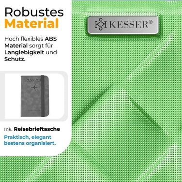 Набір дорожніх валіз KESSER з ABS-пластику, 4 предмети: жорсткі валізи з кодовим замком, вагами та гаманцем, колеса 360°, колір Apple Green