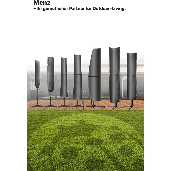 Чохол для парасольки Menz 2-4 м, 420D Oxford, водонепроникний, UV-стійкий, вітростійкий, для саду, антрацит, 225 × 35/50 см