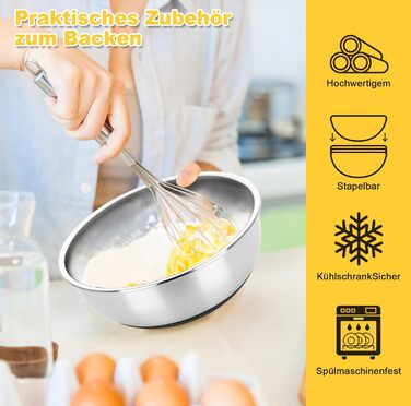 Набір мисок з нержавіючої сталі, 7 шт. з кришкою, тертки, для випічки та зберігання, складна конструкція, миюча в посудомийній машині (0,63/1/1,5/2/3/4/5 QT)