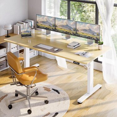 Регульований стіл за висотою з USB-C, електричний стіл з пам'яттю, стоячий стіл, комп'ютерний стіл для офісу, білий Pro, 180 x 80 см