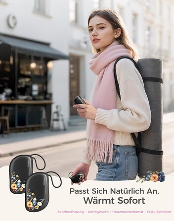 Електричні грілки для рук OCOOPA 2 шт. з дизайном гребінця, багаторазові, 4000mAh, 1.5 см, підходять у рукавички та сумки, подарунок на Новий рік, для жінок, зимові аксесуари, Ocoopa x UT5 Wiesengeflüster (Кількісний випуск)