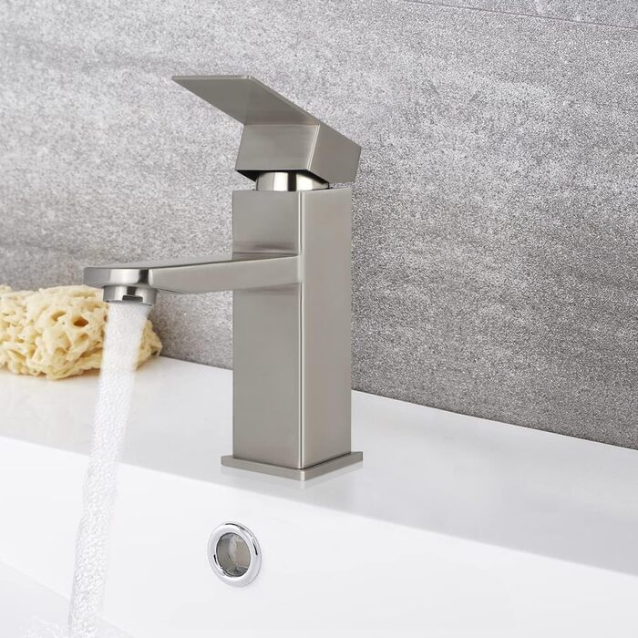 Змішувач для ванної кімнати з нержавіючої сталі, однолеверний, для умивальника, під високий тиск, з підключенням до гарячої та холодної води