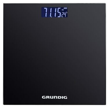Цифрові ваги для ванної кімнати Grundig 180 кг - ваги для тіла з кроком 50 грам - ваги для осіб з 2 одиницями - Великий дисплей за шкалою Weigth з індикатором кімнатної температури - чорний