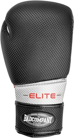 Боксерські рукавички для ванної кімнати моделі Elite зі штучної шкіри з ефектом карбону з широким боксерським ремінцем і застібками-липучками для тренувань з боксу, спарингів і змагань з боксу I вагова категорія 10 унцій - 16 унцій (14 унцій)