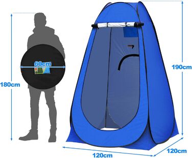 Намет для туалету TUKAILAI для кемпінгу, душовий намет, Pop-Up, 150x150x190 см, блакитний