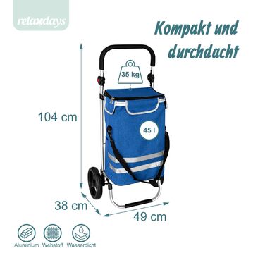 Складаний візок для покупок Relaxdays, об'єм 45 л