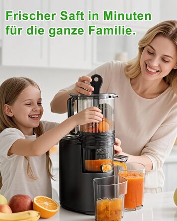 Електричний соковитискач для цілих овочів та фруктів, 130 мм, з широкою подачею, легкий у чищенні, чорний