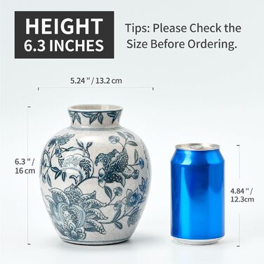 Керамічна ваза для квітів ручної роботи, 15.2 см, у стилі Бохо, декор для дому, теракота, для вітальні, столу, полиці, каміну, в сільському стилі, сіра (блакитно-біла)