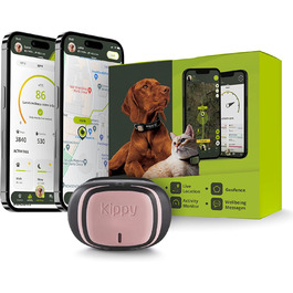 Нашийник для собак і кішок KIPPY-EVO-Система відстеження стану здоров'я і активності собак з функцією миттєвого оповіщення-GPS для домашніх тварин з функцією віртуального визначення кордонів-Rose