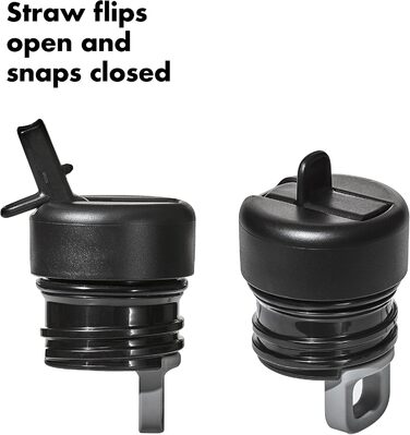 OXO Strive Ізольована пляшка для води зі стандартним кришкою, 473 мл, чорна