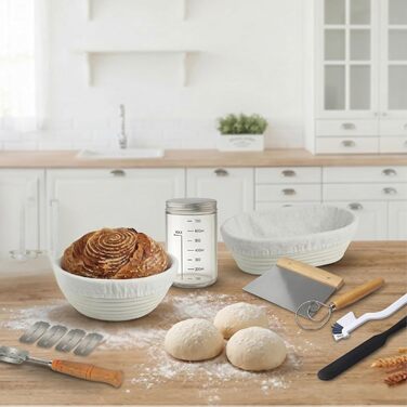 Набір для приготування закваски Crustica 8 частин: гномки круглі та овальні, скляна тара та аксесуари для випічки хліба