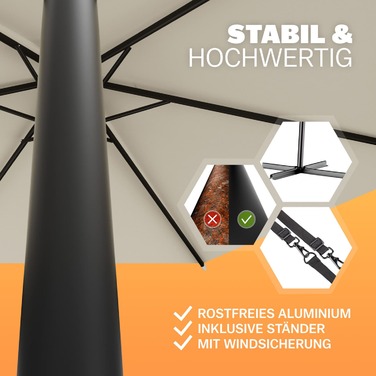 Cantilever Parasol Alu Cream Ø300см Захист від ультрафіолету 80+