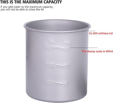 Титан iBasingo кухоль для кемпінгу, кавова чашка, чайна чашка з кришкою і складаний ручкою, 200 мл/300 мл/420 мл / 450 мл / 500 мл/600 мл/750 мл, легкий посуд для приготування їжі, для пікніка в приміщенні, офісу, повсякденний посуд для пиття (чашка Ti303
