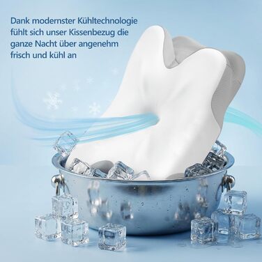 Ортопедична подушка для сну з Memory Foam - для бокових, спинних та животоположних позицій. З покриттям з льонової тканини (білий, сірий)