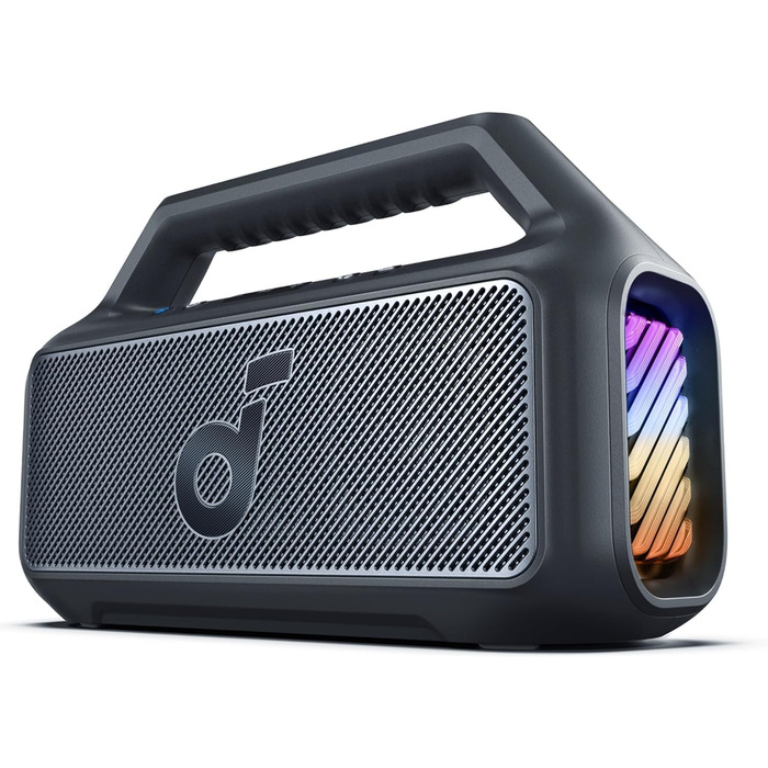 Soundcore Boom 2 - Портативна Bluetooth-колонка, 80W, сабвуфер, BassUp 2.0, 24 години, IPX7, LED, USB-C, BT 5.3, Чорна