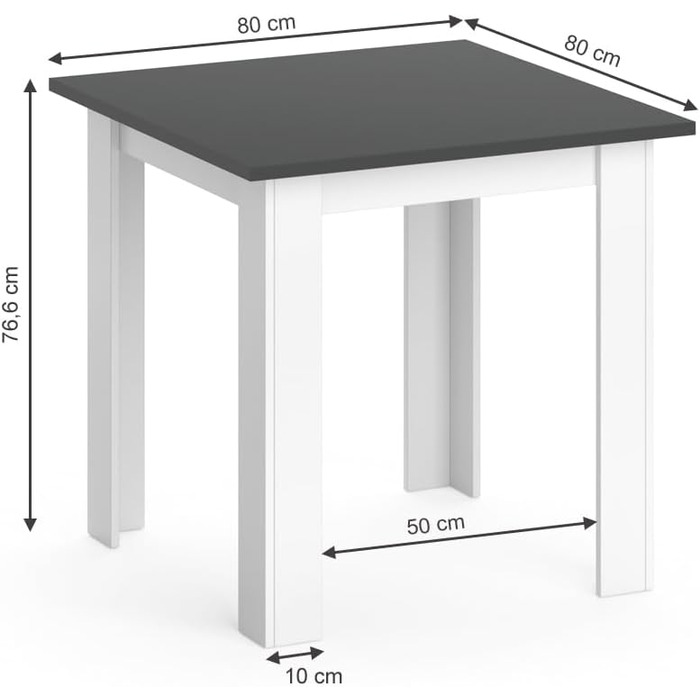 Стіл обідній Vicco Karlos, 80x80 см, колір антрацит