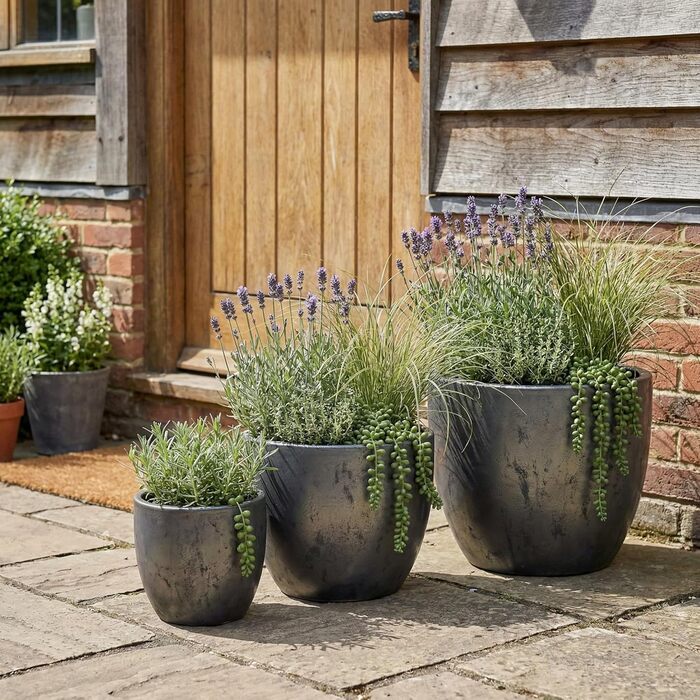 Керамічний горщик Teramico Premium – ручної роботи, морозостійкий, для квітів, 60х50 см (Антрацит)