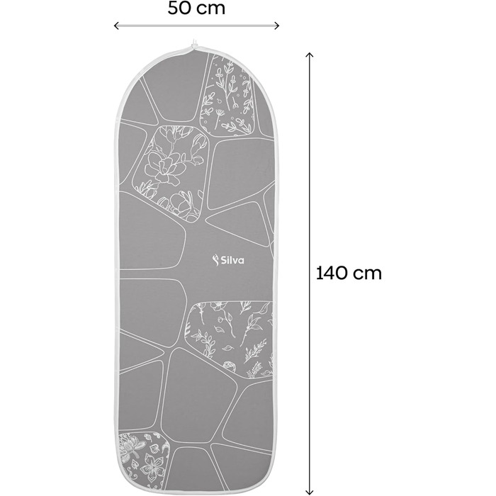 Чохол для прасувальної дошки Siva 120x40 для парової прасувальної станції та праски, 100 бавовна, 5мм фетр, XL, сірий