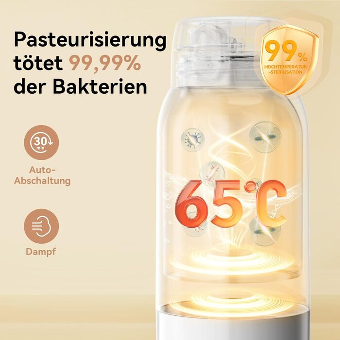 Портативний підігрівач для пляшечок з дитячим харчуванням, 500 мл – швидкий нагрів за 3 хв, тривалий час роботи акумулятора, підтримання температури до 24 год для грудного молока, суміші та води (Сніжно-білий)