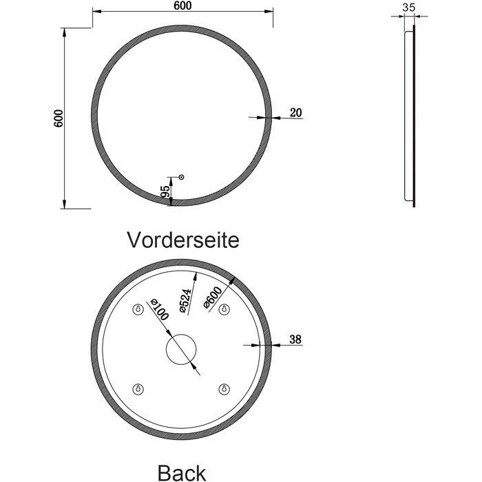 Дзеркало для ванної кімнати SONNI LED з підсвічуванням 80x60 см, прямокутне, біле