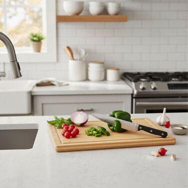 Дерев'яна обробна дошка Relaxdays з бамбука з жолобом для соку
